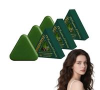 Jabón capilar de hoja de ciprés Nature Triangle Shampoo Bar - Champú y acondicionador sólido para mujeres y hombres, jabón capilar herbal para dar volumen y controlar la grasa, 120g (3 piezas)