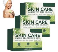 Jabón de aceite de árbol de té, jabón de limpieza de poros profundos, exfoliante suave para hombres y mujeres, jabón de limpieza corporal con aceite de árbol de té y aceite de coco, jabón calmante
