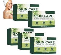 Jabón de aceite de árbol de té, jabón limpiador de poros profundos, exfoliante suave para hombres y mujeres, jabón de limpieza corporal con aceite de árbol de té y aceite de coco, jabón calmante para