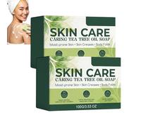 Jabón de aceite de árbol de té, jabón limpiador de poros profundos, exfoliante suave para hombres y mujeres, jabón de limpieza corporal con aceite de árbol de té y aceite de coco, jabón calmante para