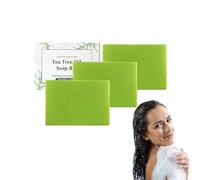 Jabón de aceite de árbol de té para rostro y cuerpo - Jabón de limpieza profunda con vitamina E - Baño purificante para una piel fresca y sin manchas oscuras - Apto para piel sensible (3 Cajas)