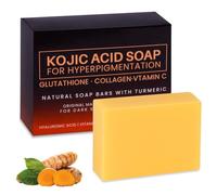 Jabón de Ácido Kójico, 100g Kojic Acid Soap de Cúrcuma, Jabon de Curcuma Limón Removedor de Manchas Oscuras para la Cara y el Cuerpo, Humectante, Unificar el Tono de la Piel