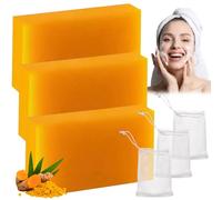 Jabón de Ácido Kójico, 3x100g Jabón de Cúrcuma Aclarador con Vitamina C y Colágeno, Turmeric Kojic Acid Soap, Removedor de Manchas Oscuras para Cuerpo y Cara, Hidratante, Unificar el Tono de la Piel
