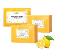 Jabón de ácido kójico con limón y cúrcuma, jabón de kójico con cúrcuma, jabón iluminador con cúrcuma, jabón natural de cúrcuma, limpieza profunda, refrescante, hidratante (2 piezas)