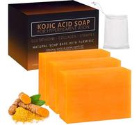 Jabón de Ácido Kójico, Jabón de Cúrcuma, Kojic Acid Soap de Cúrcuma para Cara y Cuerpo, Eliminar Puntos Negros y Acné, Una Limpieza Profunda, Unificar el Tono Piel, 3 x 100g (Curcuma)