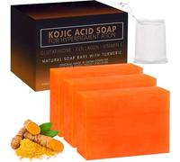 Jabón de Ácido Kójico, Jabón de Cúrcuma, Kojic Acid Soap de Cúrcuma para Cara y Cuerpo, Eliminar Puntos Negros y Acné, Una Limpieza Profunda, Unificar el Tono Piel, 3 x 100g (Ácido Kójico)