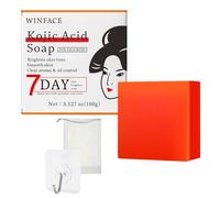 Jabón de ácido kójico + red espumante + gancho de pared, jabón manual, control de grasa, jabón facial, jabón limpiador, jabón de aceite hidratante, jabón de , , en espuma, y limpia la piel