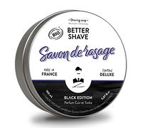 Jabón de Afeitado 100% Natural & Francés de Monsieur BARBIER | Black Edition TONKA | Jabón de Barba tradicional por excelencia | Basado en Mantequilla de Karité y Coco | BIO y VEGAN | 150ml