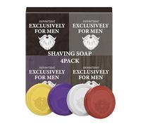 Jabón de afeitar para barba,Jabón de afeitar para bigote,4 barras para barba - Hidrata y protege, espuma, barra portátil para un afeitado y húmedo, fragancia duradera