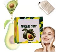 Jabón de aguacate Yamusa, jabón de pera Yamusa, jabón limpiador con aceite de aguacate para el rostro, las manos y el cuerpo, hidratante, para hombres y mujeres (1pcs)
