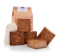 Jabón de Alepo 5x 60% Aceite de Oliva 40% Aceite de Laurel +1x Bolsas de Jabón de Sisal +1x Bolsa de Almacenamiento (cada jabón aprox. 200gr.)