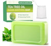 JabóN de Árbol De Té, 115g Pastilla Jabon Natural, Jabones Artesanales para Manos Cuerpo y Cara, Tea Tree Oil Soap, Elimina el Sudor y el Mal Olor, Limpieza Profunda de Poros