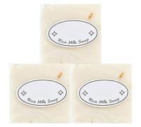 Jabón de arroz, 3 piezas de jabón de arroz, 65 g, barra exfoliante hidratante limpiadora antiácaros para mujeres, natural, no irritante para rostro y cuerpo