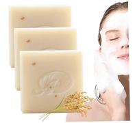 Jabón de arroz (3 unidades 65 g) limpiador hidratante antiácaros de leche de arroz para mujer natural no irritante a base de para rostro y cuerpo.