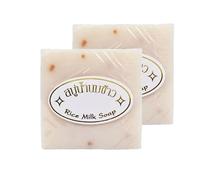 Jabón de arroz natural con leche, jabón de arroz hecho a mano tailandés, jabón aclarador de arroz con extracto de arroz, jabón aclarador de arroz limpiador e hidratante para cara y cuerpo, jabón de
