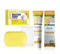 Jabón de Azufre 125g + Pomada de azufre 20g, Jabón de azufre facial, Jabón de azufre piel, Natural puro, Adecuado para la piel aceitosa