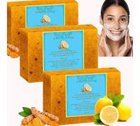 Jabon de azufre, Jabón Cúrcuma Facial, Jabón de Cúrcuma para la Cara, Aroma Agradable, Soap con Gránulos de Turmeric Natural, Pastillas de Soap para Acne Espalda (3)