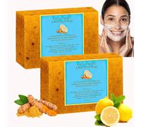 Jabon de azufre, Jabón Cúrcuma Facial, Jabón de Cúrcuma para la Cara, Aroma Agradable, Soap con Gránulos de Turmeric Natural, Pastillas de Soap para Acne Espalda (2)