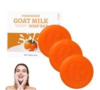 Jabón de caqui para personas mayores, jabones de leche de cabra de caqui, barra corporal profundamente limpiadora e hidratante, limpieza diaria suave para hombres y mujeres (3 Pcs)
