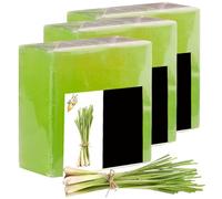 Jabón de citronela 3pcs 100g jabón de citronela natural para humanos jabón de lavado de jabón de jabón de hierba de limón orgánica para el cuerpo y los elementos esenciales de la piel facial debe ten