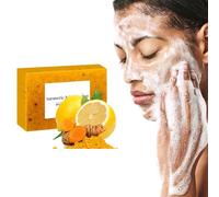Jabón de cúrcuma de limón, barra de jabón de cúrcuma, Jabón facial y corporal natural de cúrcuma orgánica, miel limón y cúrcuma barras de jabón para todo tipo de piel