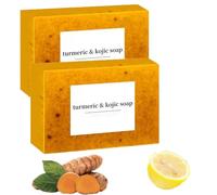 Jabón de cúrcuma de limón para cara y cuerpo, jabón de cúrcuma facial reafirmante de poros, equilibra el tono de la piel, limpieza profunda, cuidado hidratante para todo tipo de pieles. (2 piezas)