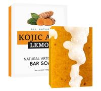 Jabón de cúrcuma y limón, ingredientes naturales, jabón kójico de limón suave y eficaz para limpieza facial corporal, todo tipo de piel, 100g de cúrcuma