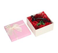 Jabón de flores de rosa de simulación, caja de regalo de jabón de baño exquisito para mujer, jabón floral duradero y sin decoloración con decoración de cinta para el Día de San (Roja)