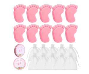 Jabón de huellas - 4,6 x 5,8 cm | Regalos de jabón para revelar el género | Set de regalo de ducha con y etiqueta para decoración de fiestas y eventos especiales de celebración