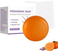 Jabón de lavanda de caqui para personas mayores, jabón de caqui para personas mayores, jabón de caqui purificante y desodorizante con red espumosa, limpieza profunda, eliminación de olores y limpieza