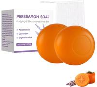 Jabón de lavanda de caqui para personas mayores, jabón de caqui para personas mayores, jabón de caqui purificante y desodorizante con red espumosa, limpieza profunda, eliminación de olores y limpieza