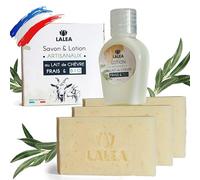 Jabón de Leche de Cabra Ecológica (3X 100g) | Loción regalo (30 mL) | cuidado facial antiacné, Artesanía Francesa, Mascarilla de Leche de Cabra Ecológica, Anti eczema, puntos negros, Cuidado Natural