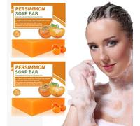 Jabón de Leche de Cabra y Caqui, Paquete de 2 Barra de Jabón Hidratante con Aceite de Coco y Caqui, Desodorantes Naturales Suaves para Ancianos, Eliminador de Limpieza Profunda Eliminador (100g*2)