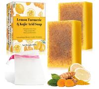 Jabón de Limón-Cúrcuma y Ácido Kójico, Jabón Natural Iluminador, Limpieza Profunda para Piel Suave, Natural de Limón y Cúrcuma para Rostro y Cuerpo (2)