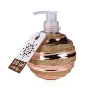 Jabón de manos Accentra SALUDOS DE TEMPORADA en dispensador de bomba con purpurina, jabón de manos de 320ml en dispensador de bomba, jabón líquido, fragancia: Rosa de invierno