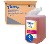 Jabón de manos en espuma de lujo Kleenex Botanics Joy 6387 - Jabón de manos en espuma perfumada - 6 recambios de jabón de manos rojo de 1 litro (6 litros en total)
