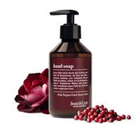 Jabón de manos Jean & Len Pimienta rosa y rosa oscura, limpia las manos estresadas, adecuado para uso diario, jabón líquido en dispensador de bomba, fragancia sensual, vegano, 250 ml