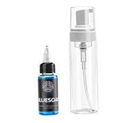 Jabón de tatuaje azul, jabones neutros concentrados, jabón limpiador de lavado de 40 ml, líquido con 200 ml de botella vacía para tatuaje y lavado de manos