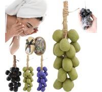 Jabón de uva en una cuerda, jabón de racimo de uvas hecho a mano, G-rape S-oap para lavado facial, jabón artesanal de proceso frío natural para cara, ducha corporal y manos, barras decorativas de