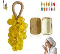 Jabón de uva en una cuerda, jabón de uva de cristal hecho a mano, jabón de limpieza suave, para el cuerpo, limpiador de manos y cara para piel suave y lisa, aire fresco(Lemon)