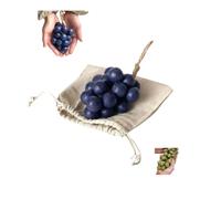 Jabón de Uva - Forma de Fruta, Ingredientes Naturales, Hidratante, Cuidado de la Piel, Decoración, Regalo Creativo, Recuerdo - con Bolsa de Lino (15, Uvas moradas)