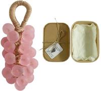 Jabón de uva, jabón de uva hecho a mano en cuerda, jabón decorativo y perfumado para baño y aire fresco, jabón natural con aroma refrescante, fragancia duradera, decoración navideña para colgar (C#)