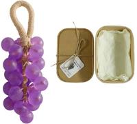 Jabón de uva, jabón de uva hecho a mano en cuerda, jabón decorativo y perfumado para baño y aire fresco, jabón natural con aroma refrescante, fragancia duradera, decoración navideña para colgar (A#)