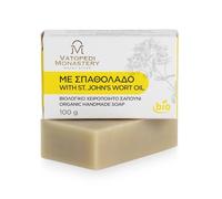 Jabón ecológico hecho a mano con aceite de hipérico del Monte Athos, jabón de origen natural para piel seca, limpieza diaria tradicional, sin aceite de palma - 100g