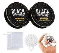 Jabón en Barra Para Cubrir Canas 2 pcs Jabón de Cobertura de Cabello Gris Natural Grey Hair Removal Soap Barra de Jabón de Champú Ppara con Espuma Para Cepillo de Masaje Black Hair