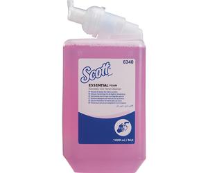 Jabón en espuma Scott® ESSENTIAL™ Kimberly-Clark, contenido 1 l, UE 6 unidades de limpiador de manos rosa