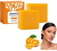 Jabón exfoliante de naranja: jabón natural de limpieza profunda para rostro y cuerpo, exfoliante facial suave con cáscara de naranja, exfoliante corporal hidratante para hombres y mujeres, 100 g (2