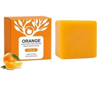 Jabón exfoliante de naranja: jabón natural de limpieza profunda para rostro y cuerpo, exfoliante facial suave con cáscara de naranja, exfoliante corporal hidratante para hombres y mujeres, 100 g (1