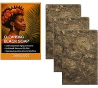 Jabón Hidratante en Barra, Jabón Negro Africano para Rostro y Cuerpo, Jabón Nutritivo para el Baño, Limpieza Suave para Todo Tipo de Piel