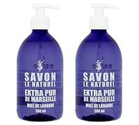 Jabón le Naturel - jabón extrapuro de Marsella con miel de lavanda - 500 ml - 2 unidades